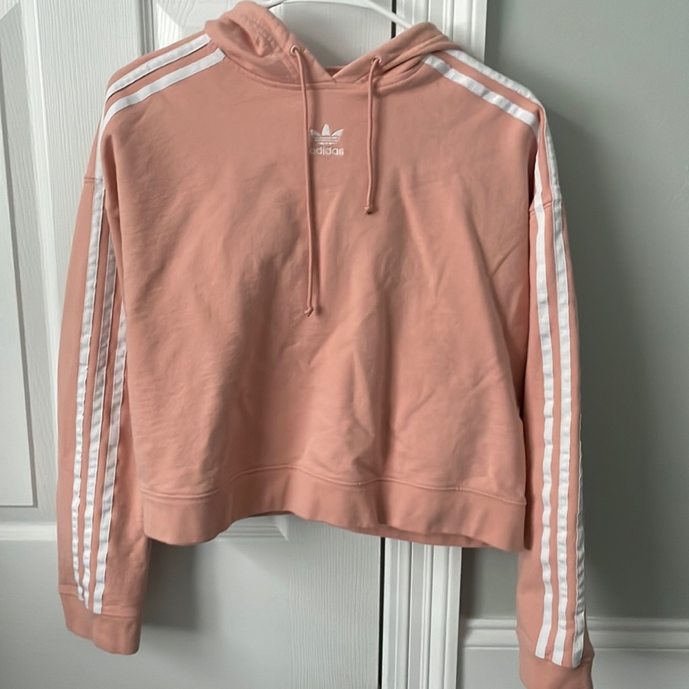 Adidas pink cropped hoodie